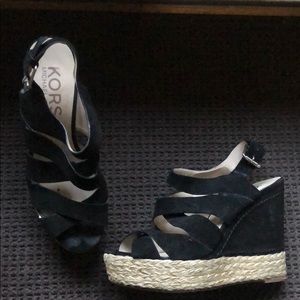 Michael Kors Black Suede Wedges